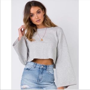Princess Polly Girl Soldier Crop Sweater Grey